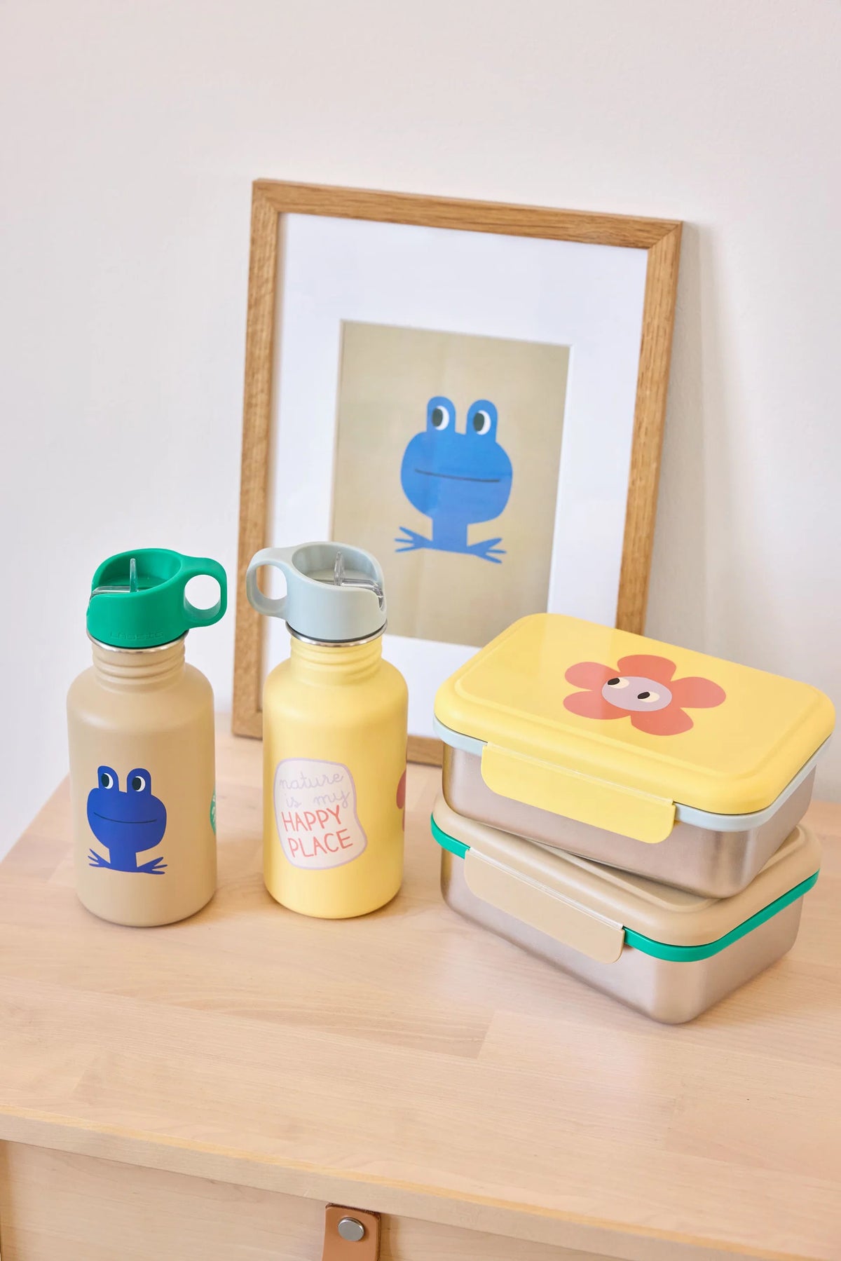 Lässig Edelstahl Kinder Trinkflasche 500 ml - Happy Trails, Frosch