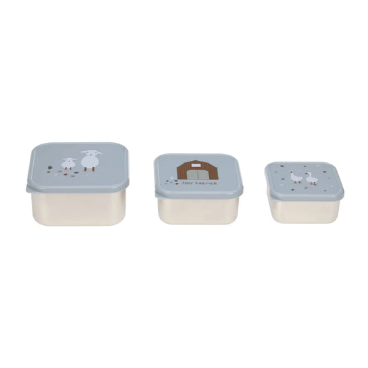 Snackbox Edelstahl (3er Set), Tiny Farmer blue