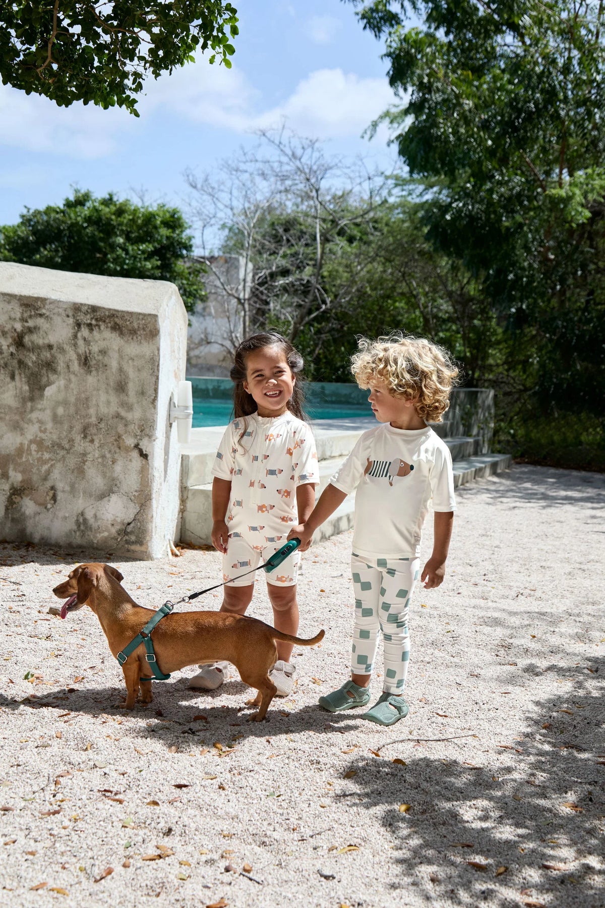 Lässig UV Shirt Kinder Kurzarm - Hund, Weiß