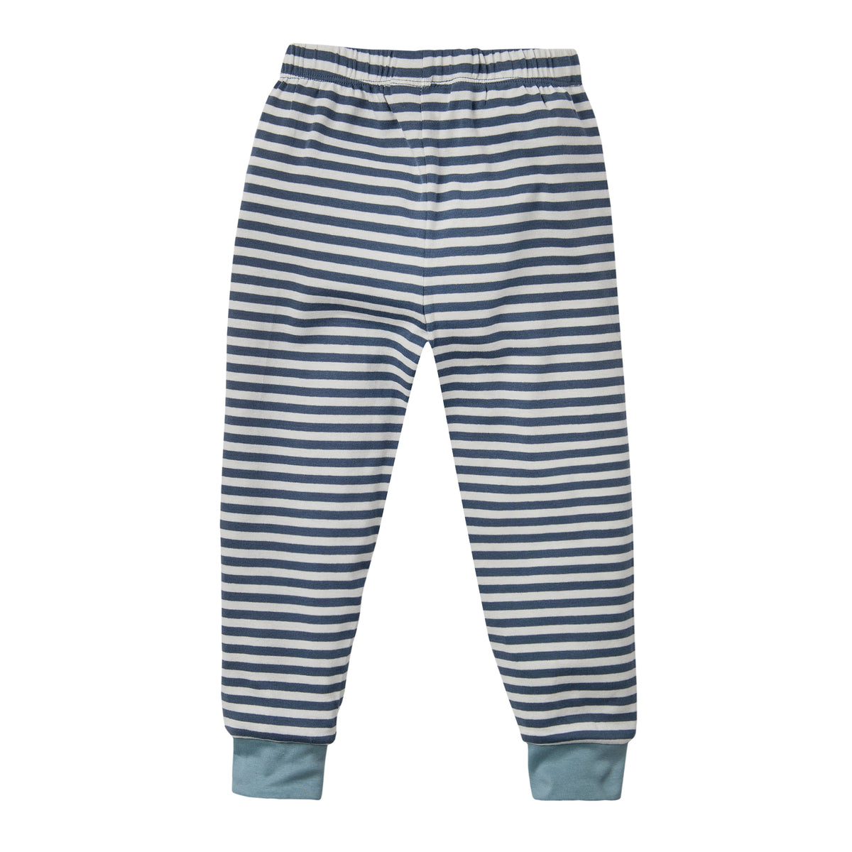 People Wear Organic Pyjama in dunkelblau geringelt mit Motiv "Nashorn" GOTS