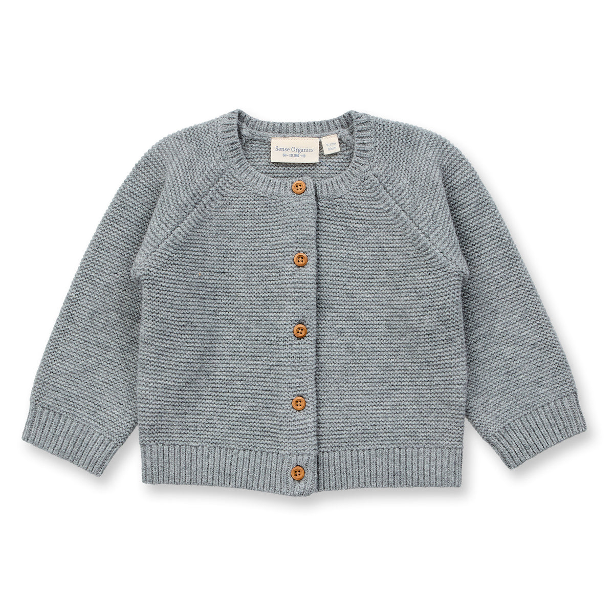 Sense Organics Baby Cardigan in grau mélange, Modell MARLOO aus Merinowolle