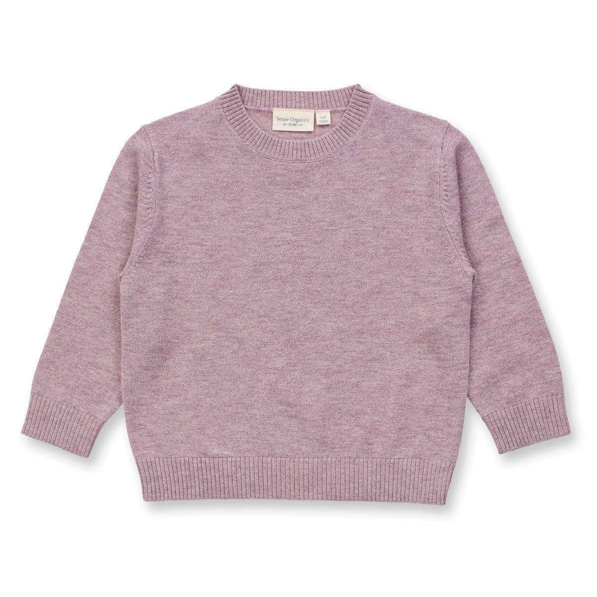 Sense Organics Kinder Strickpullover in mauve mélange, Modell IKE aus Merinowolle