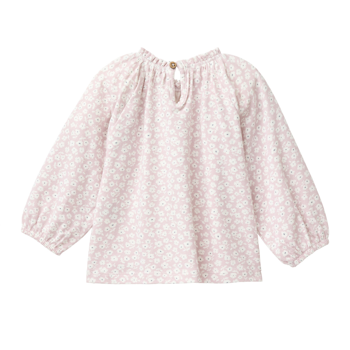 People Wear Organic Langarm Shirt in hellrosa mit kleinem Veilchen Motiv GOTS