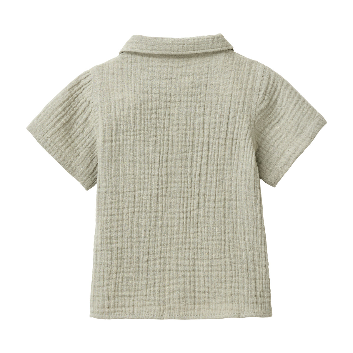 People Wear Organic Musselin-Hemd Kurzarm in Khaki GOTS