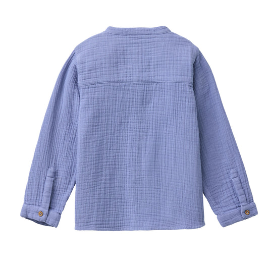 People Wear Organic Musselin-Hemd in atklantikblau GOTS