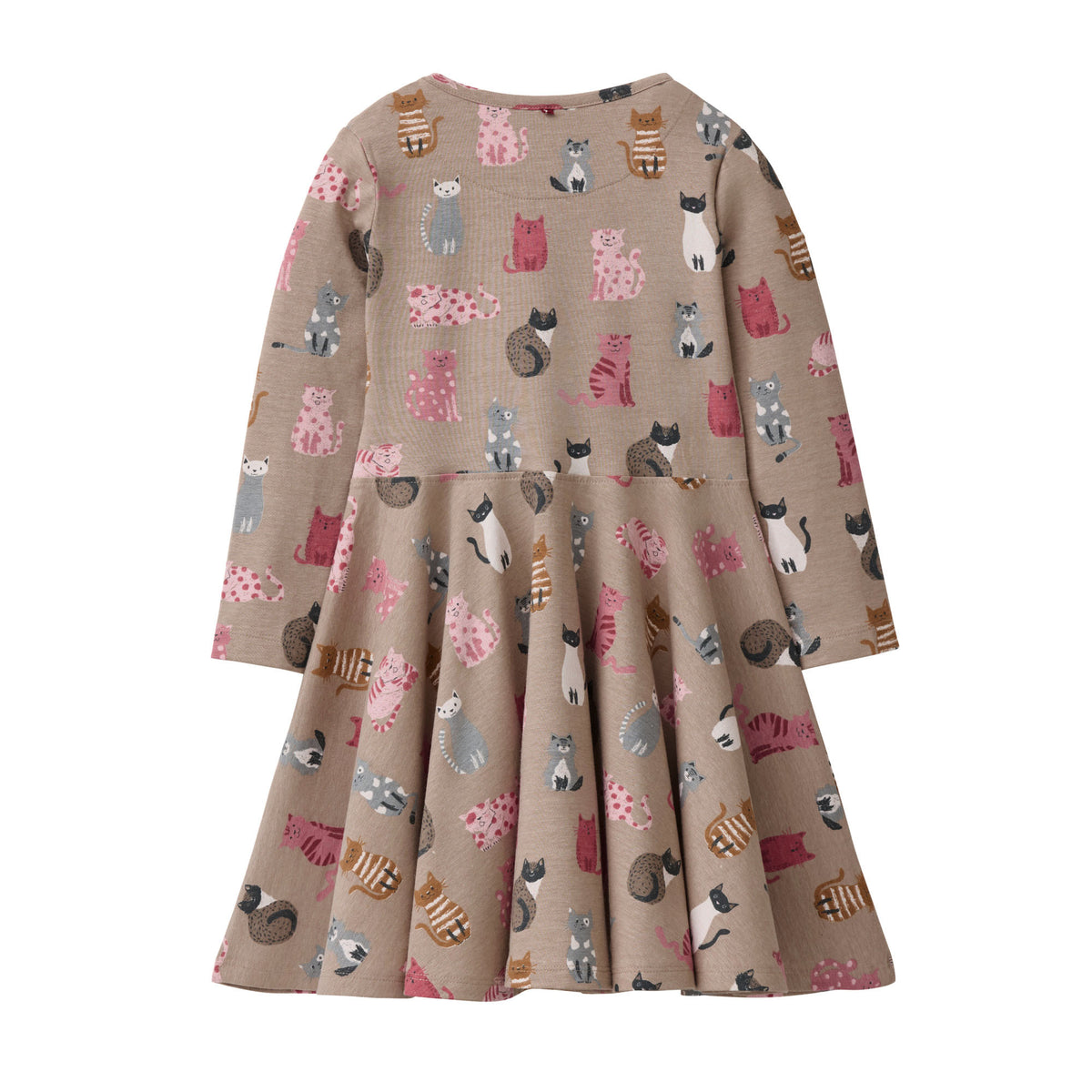 People Wear Organic Langarm-Kleid mit Katzenprint GOTS