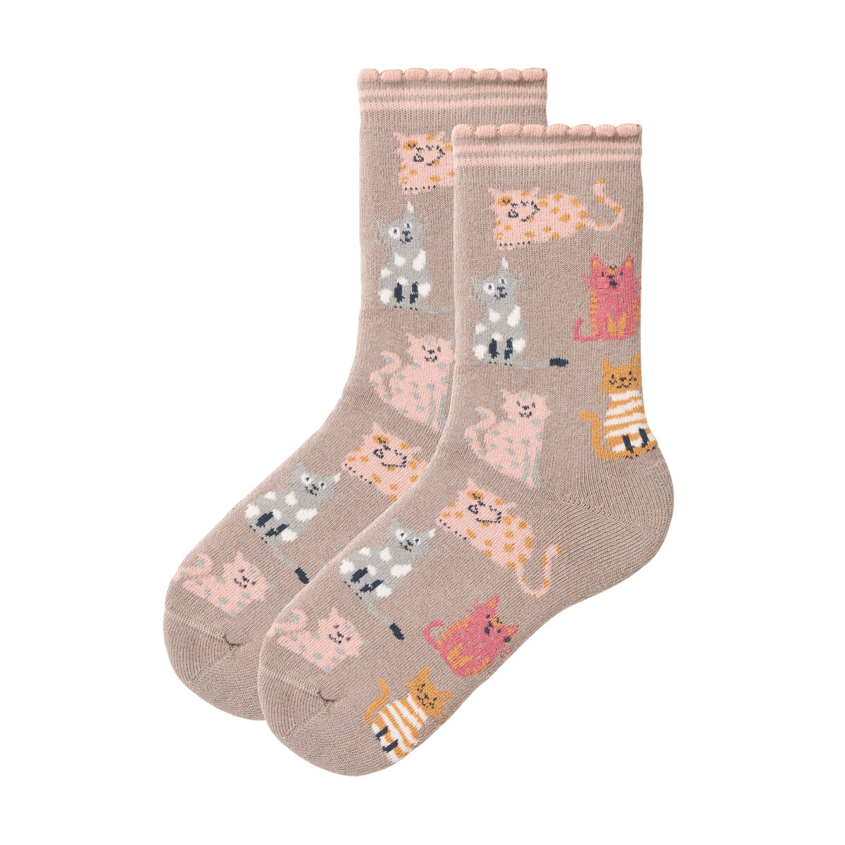 People Wear Organic Frottee-Socken mit Katzenmotiv GOTS