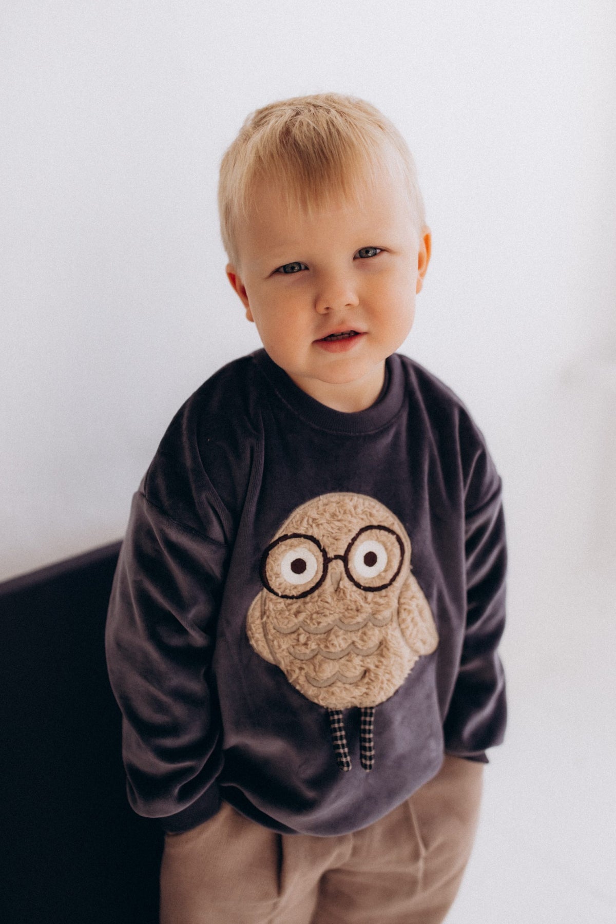 Wooly Organic Nicki Sweatshirt mit applizierter Eule GOTS