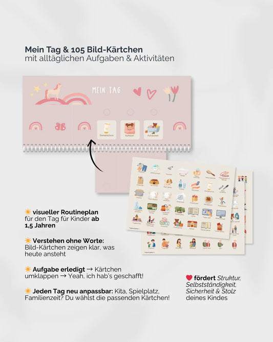 Inliebekind Routineplaner inkl. Symbolkärtchen EINHORN GLITZER - Morgen- & Abendroutine (2er-Set)
