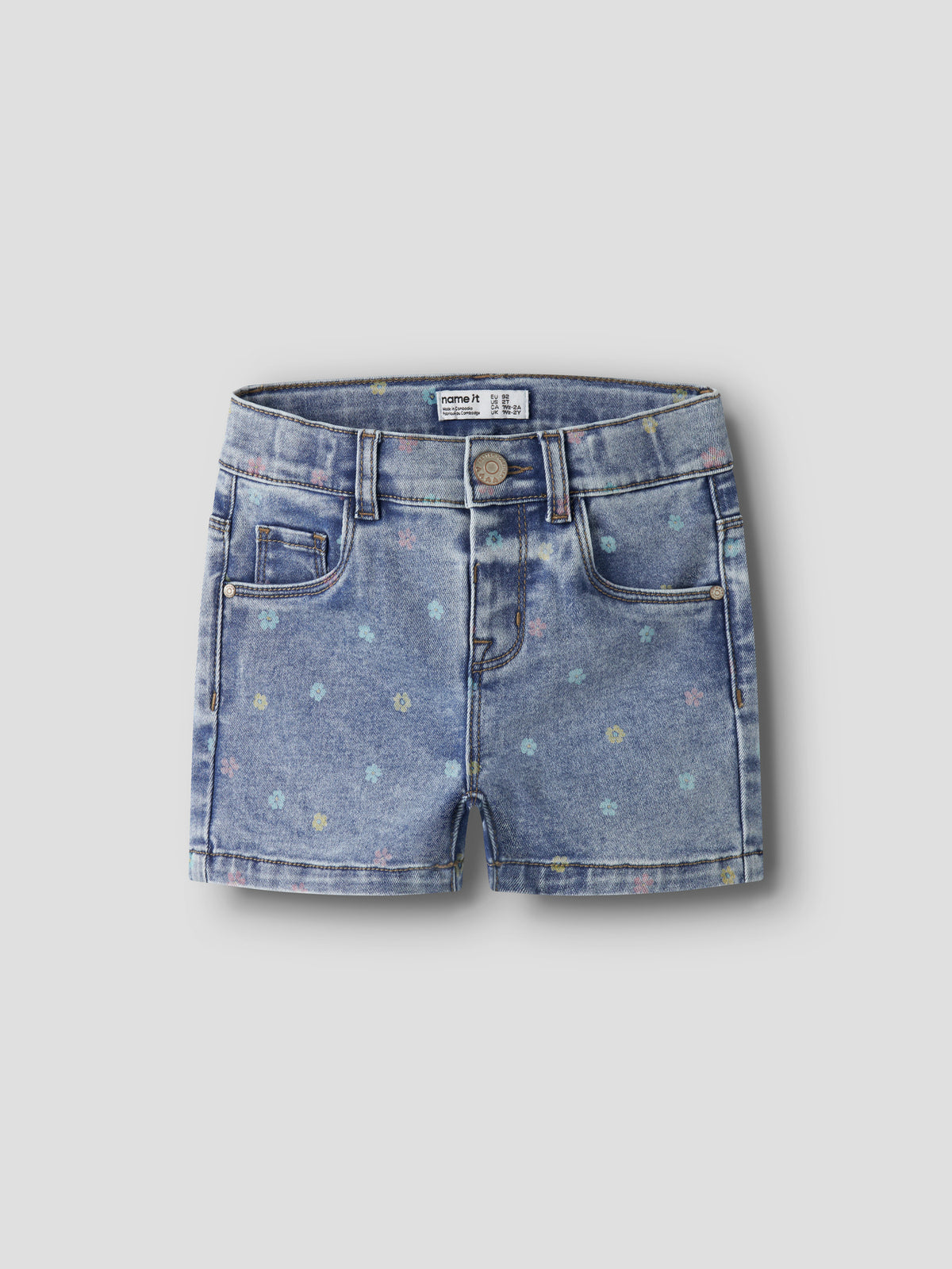 Name it Jeans Shorts Slim Fit mit kleinen Blüten