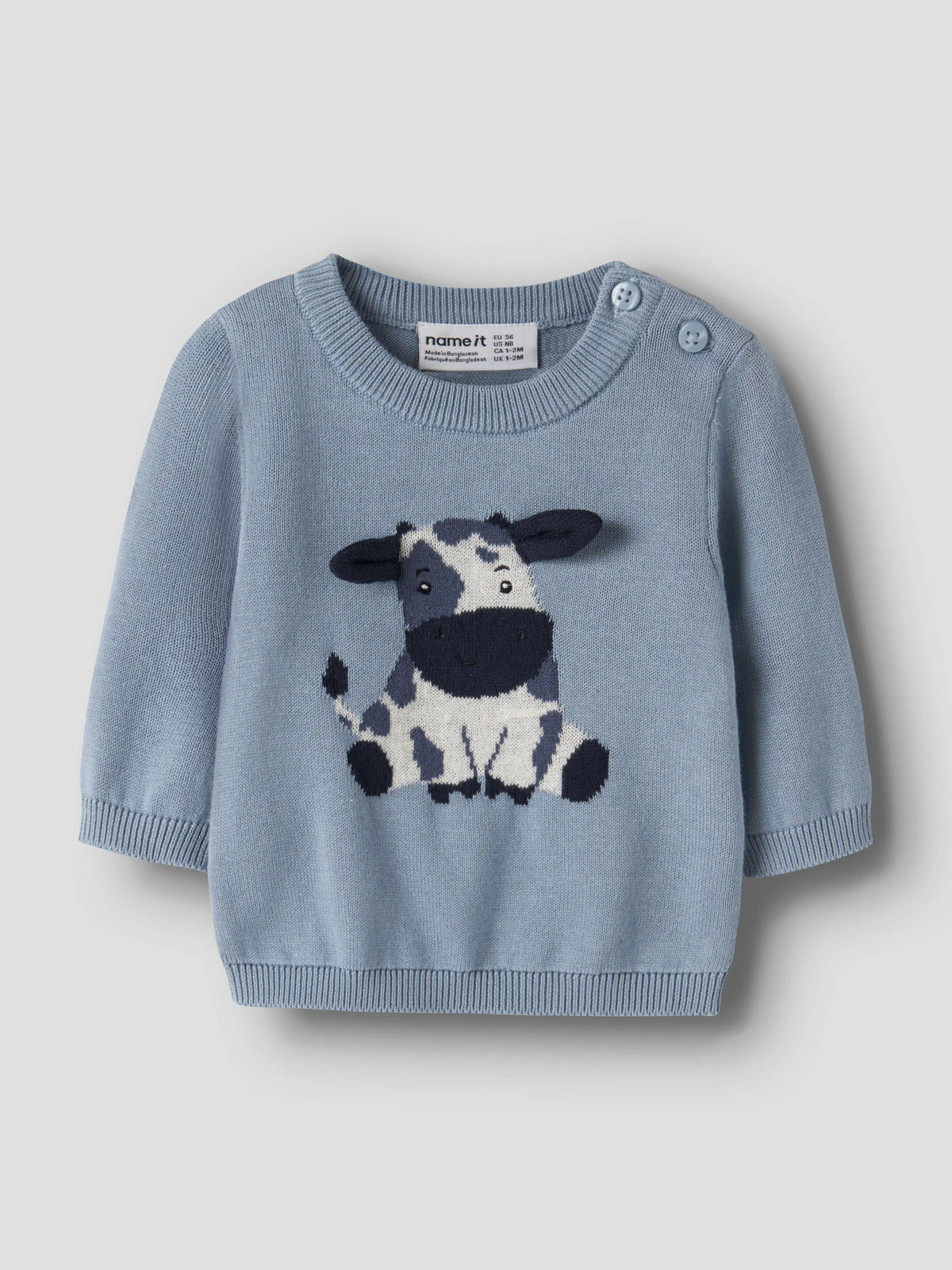 Name it Strickpullover mit Kuh aus Bio-Baumwolle