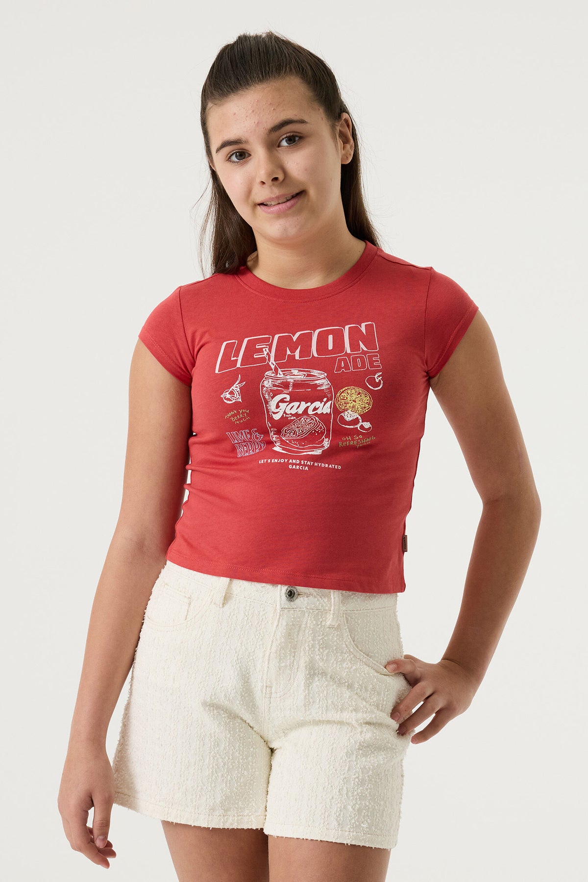 Garcia Rotes T-Shirt mit Brustprint