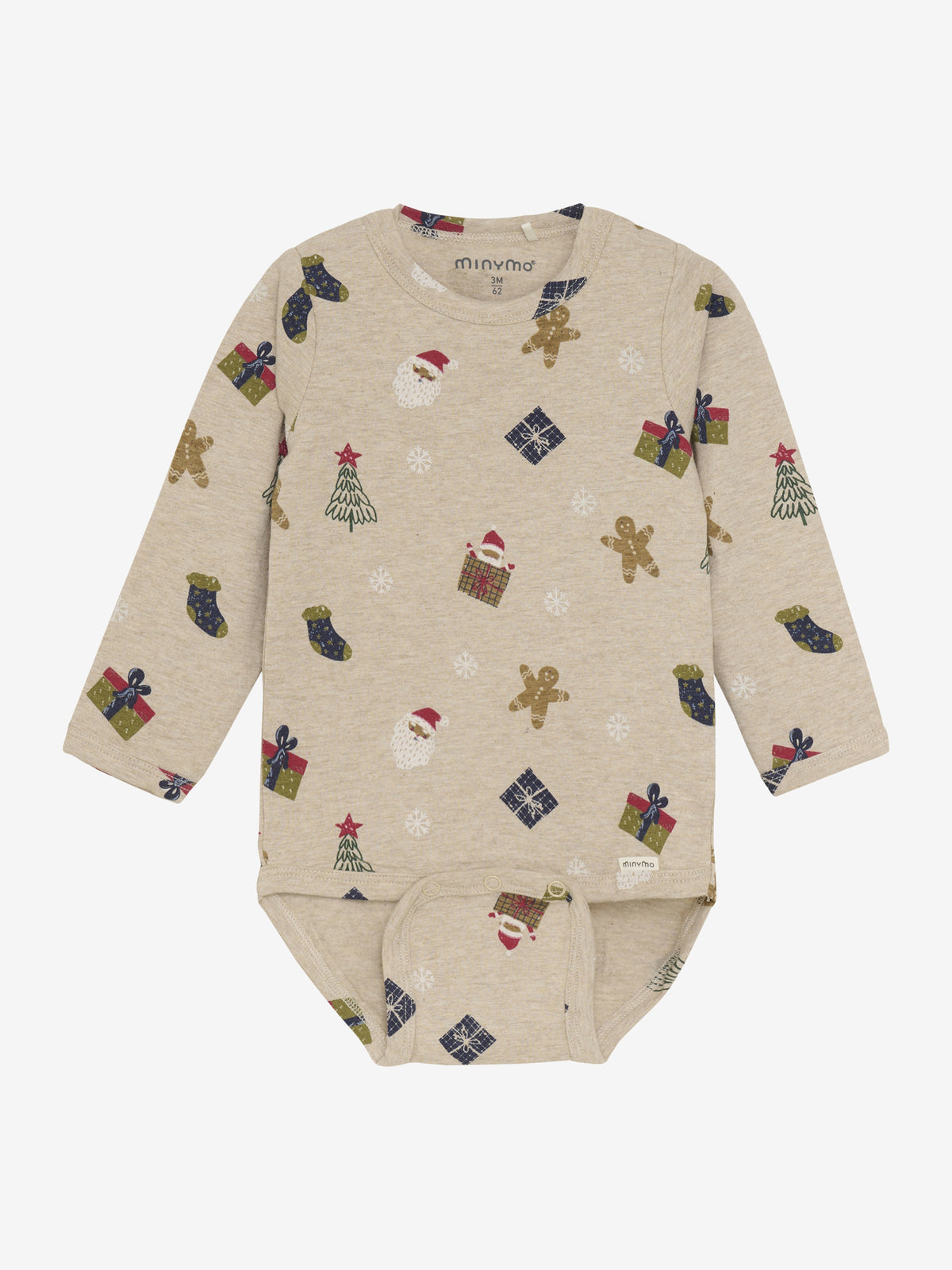 Minymo Langarmbody mit weihnachtlichem Print