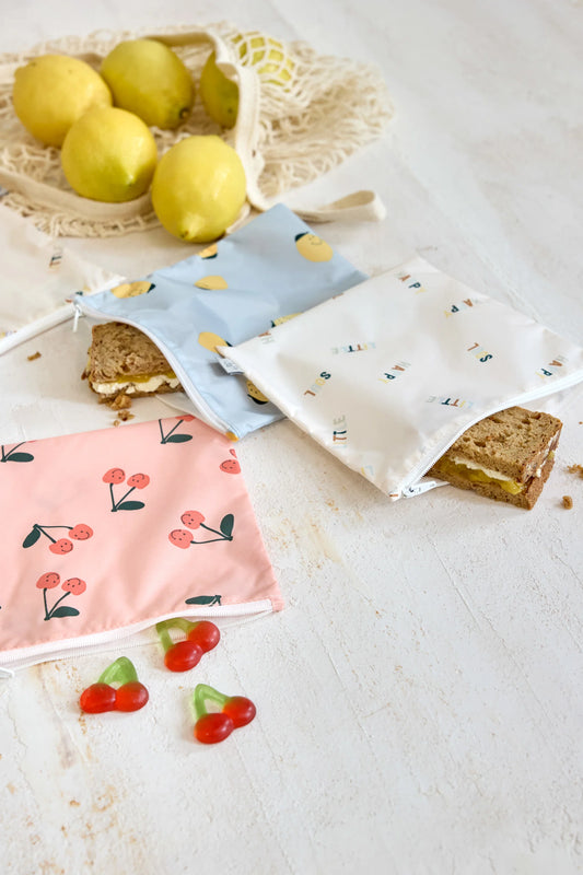 Lässig Frühstücksbeutel (2 Stk) - Snack Bag, Happy Fruits, Zitrone