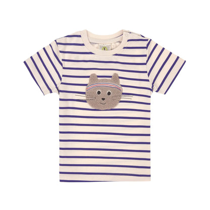 Lässig Kinder T-Shirt - Bio Baumwolle, Katze Gestreift GOTS