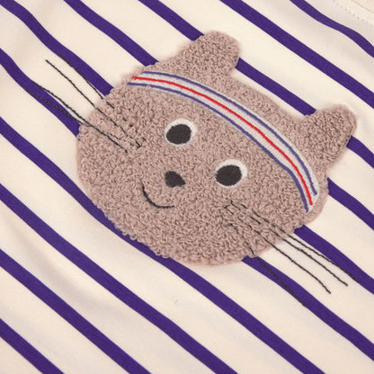 Lässig Kinder T-Shirt - Bio Baumwolle, Katze Gestreift GOTS