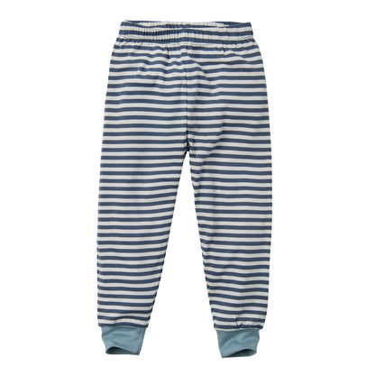 People Wear Organic Pyjama in dunkelblau geringelt mit Motiv "Nashorn" GOTS