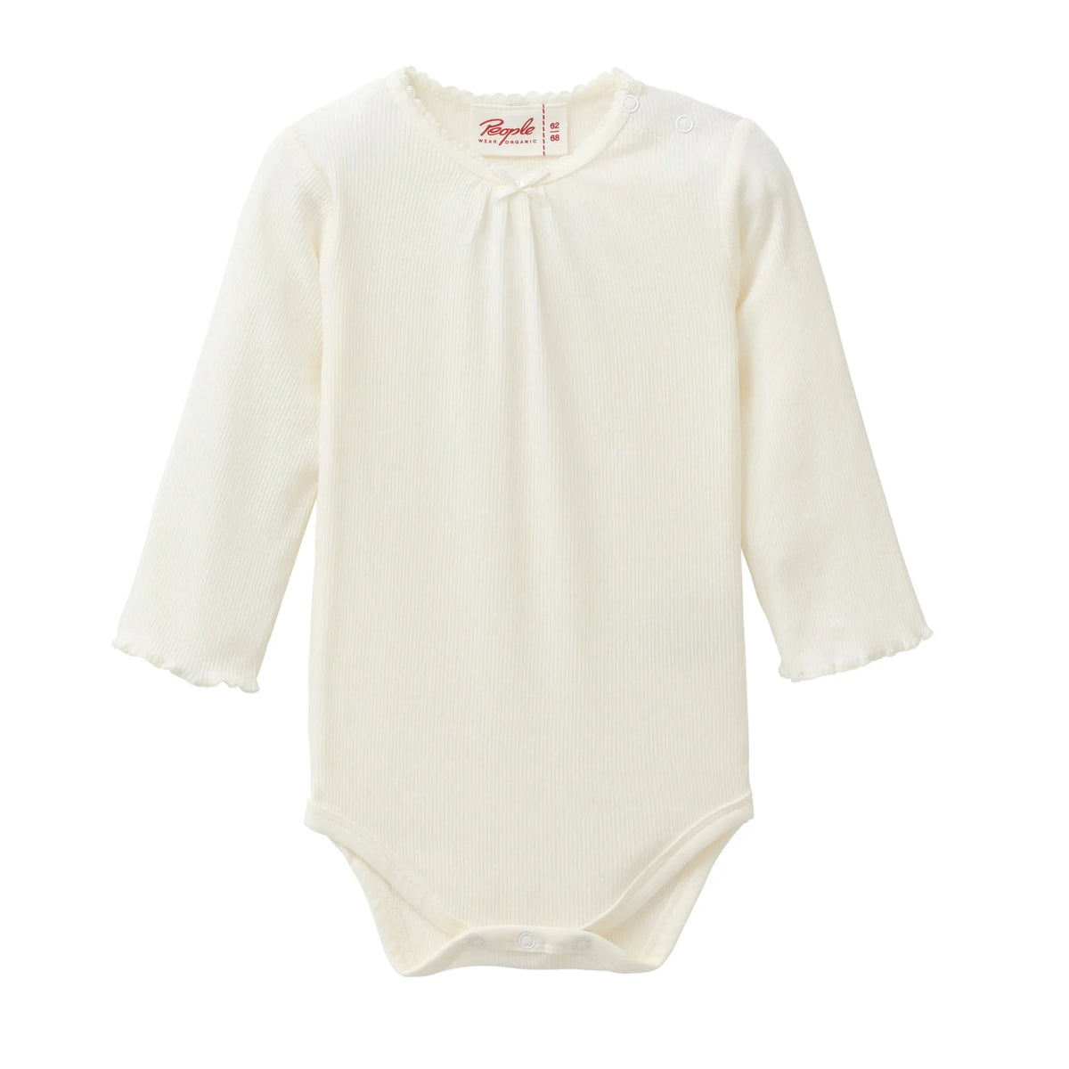 People Wear Organic Body Langarm mit Häkel- und Kräuselkante GOTS