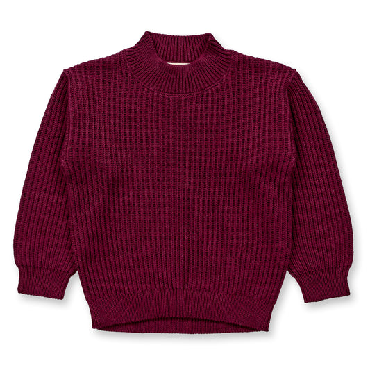 Sense Organics Kinder Strickpullover in Bordeaux mélange, Modell MARLEY aus Bio-Baumwolle GOTS
