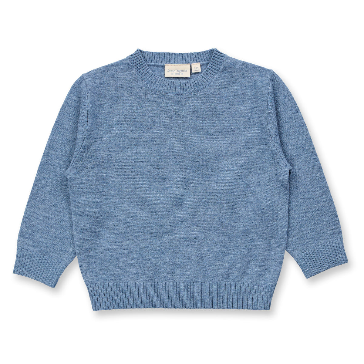 Sense Organics Kinder Strickpullover in denim mélange, Modell IKE aus Merinowolle