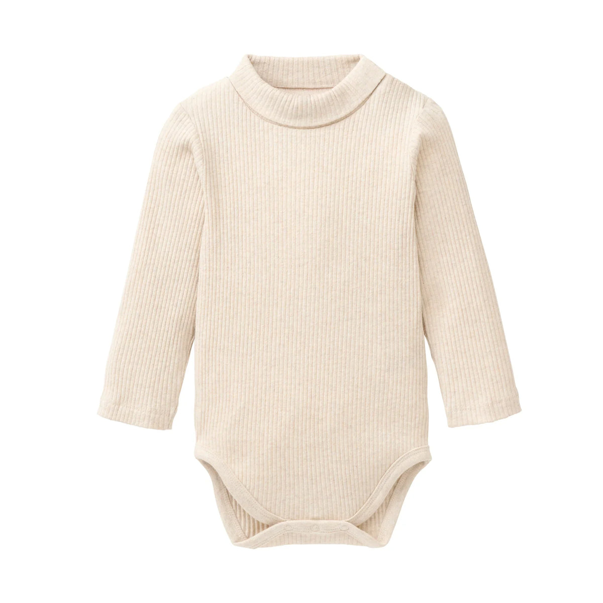 People Wear Organic Langarm Body mit Rollkragen in beige mélange aus Bio-Baumwolle
