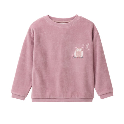 People Wear Organic Nicki Pyjama, rosa, Applikation "Eule", Bio-Baumwolle GOTS