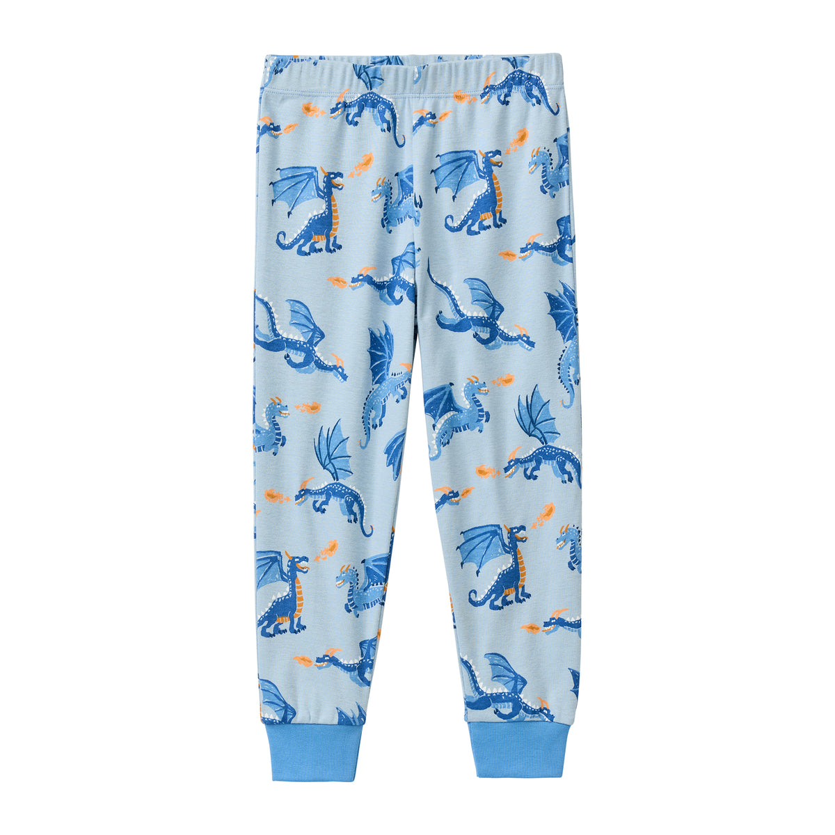 People Wear Organic Pyjama, blau bedruckt "Drachen", Bio-Baumwolle, GOTS
