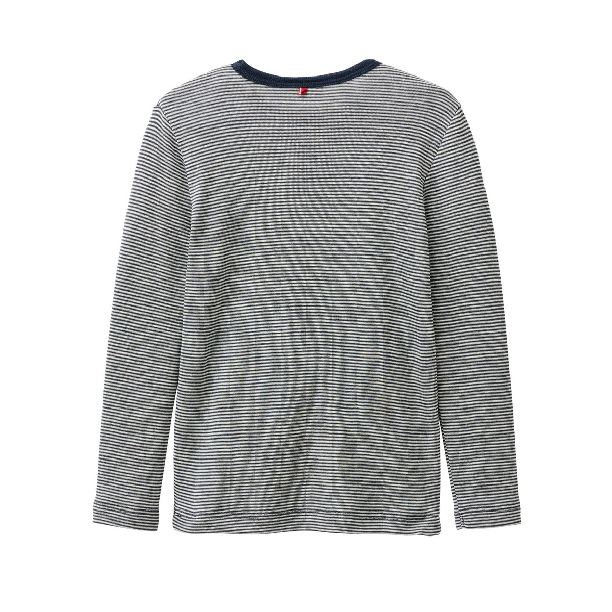 People Wear Organic Wolle Seide Langarm Shirt, blau geringelt GOTS