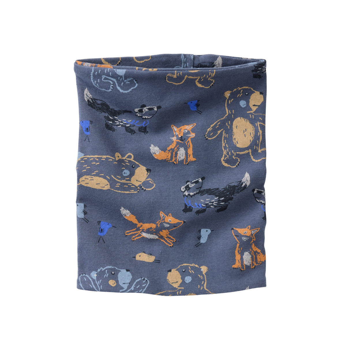 People Wear Organic Schlauchschal, blau bedruckt, Waldtiere,  Bio-Baumwolle GOTS