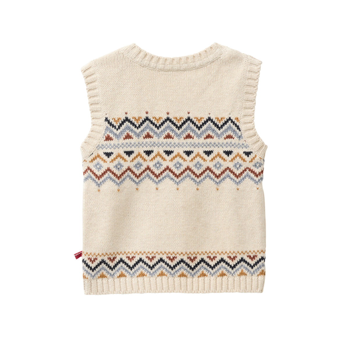 People Wear Organic Strick Pullunder in beige mit  Norwegermuster GOTS