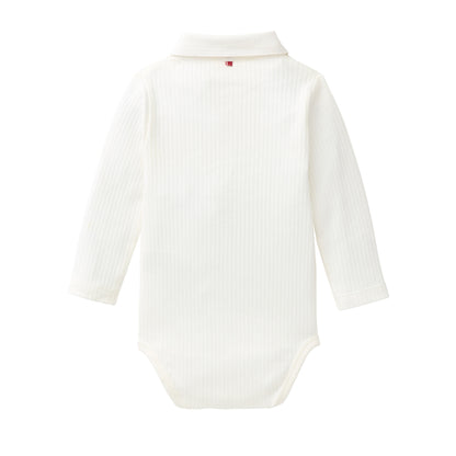 People Wear Organic Langarm Body mit Kragen  in weiß aus Bio-Baumwolle GOTS