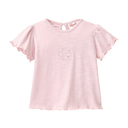 People Wear Organic T-Shirt in malve uni mit floraler Stickerei GOTS