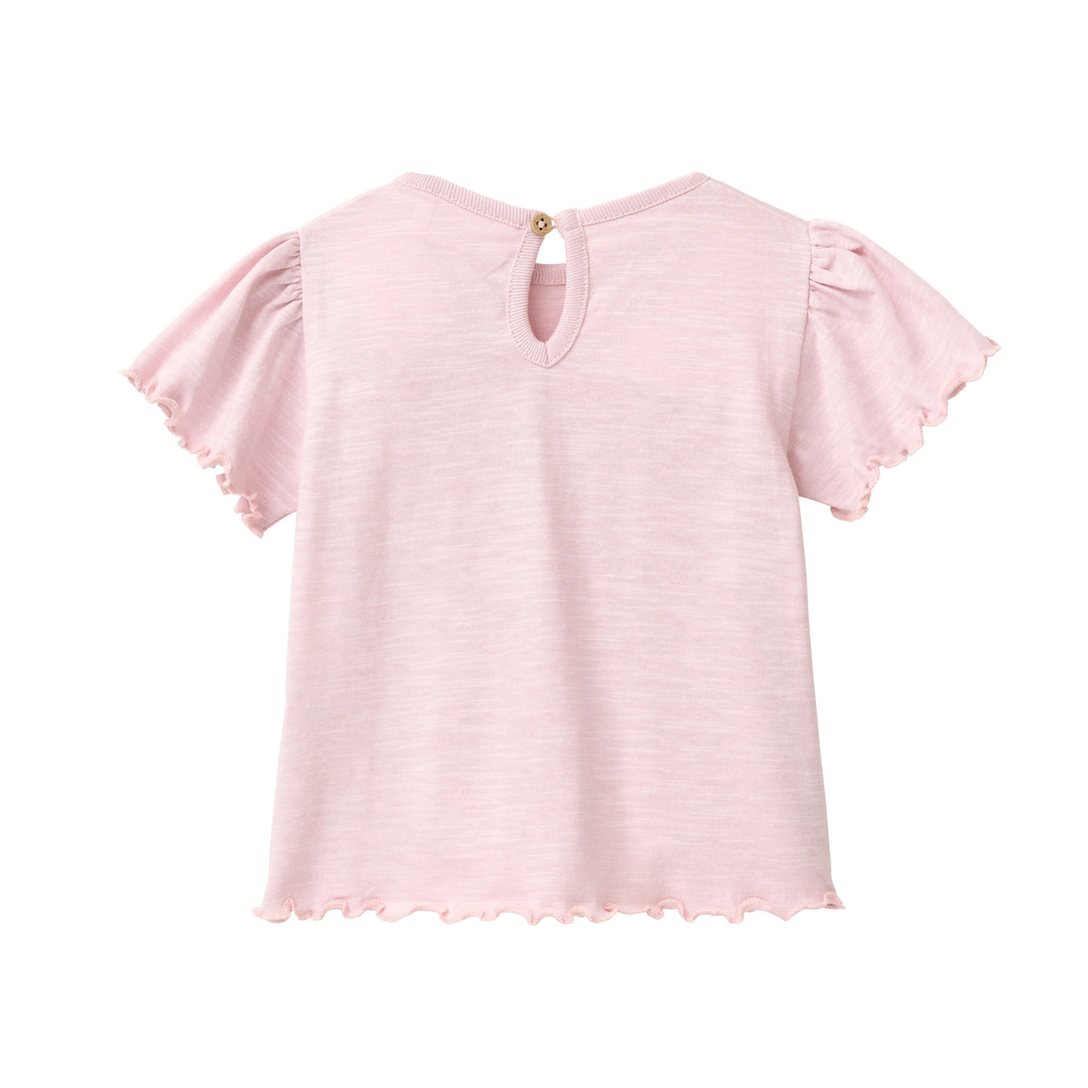 People Wear Organic T-Shirt in malve uni mit floraler Stickerei GOTS