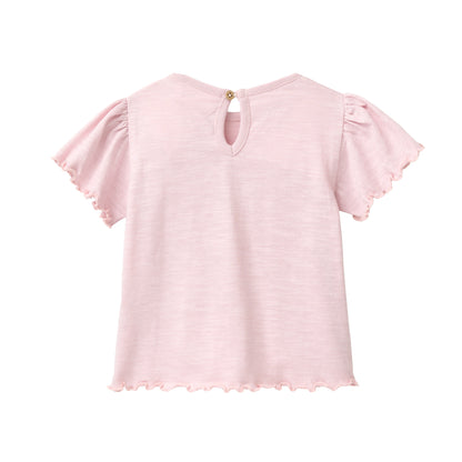 People Wear Organic T-Shirt in malve uni mit floraler Stickerei GOTS
