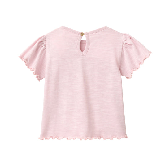 People Wear Organic T-Shirt in malve uni mit floraler Stickerei GOTS