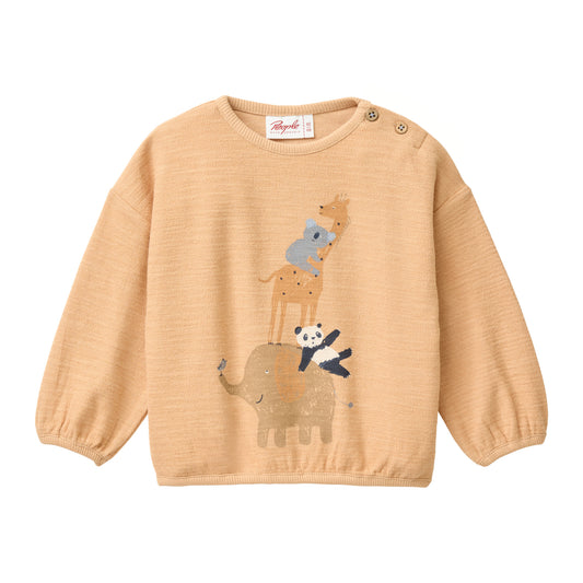 People Wear Organic Sweat Pullover in honiggelb uni mit Motiv"we are friends"