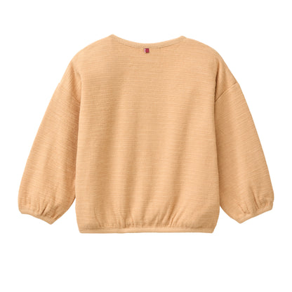 People Wear Organic Sweat Pullover in honiggelb uni mit Motiv"we are friends"