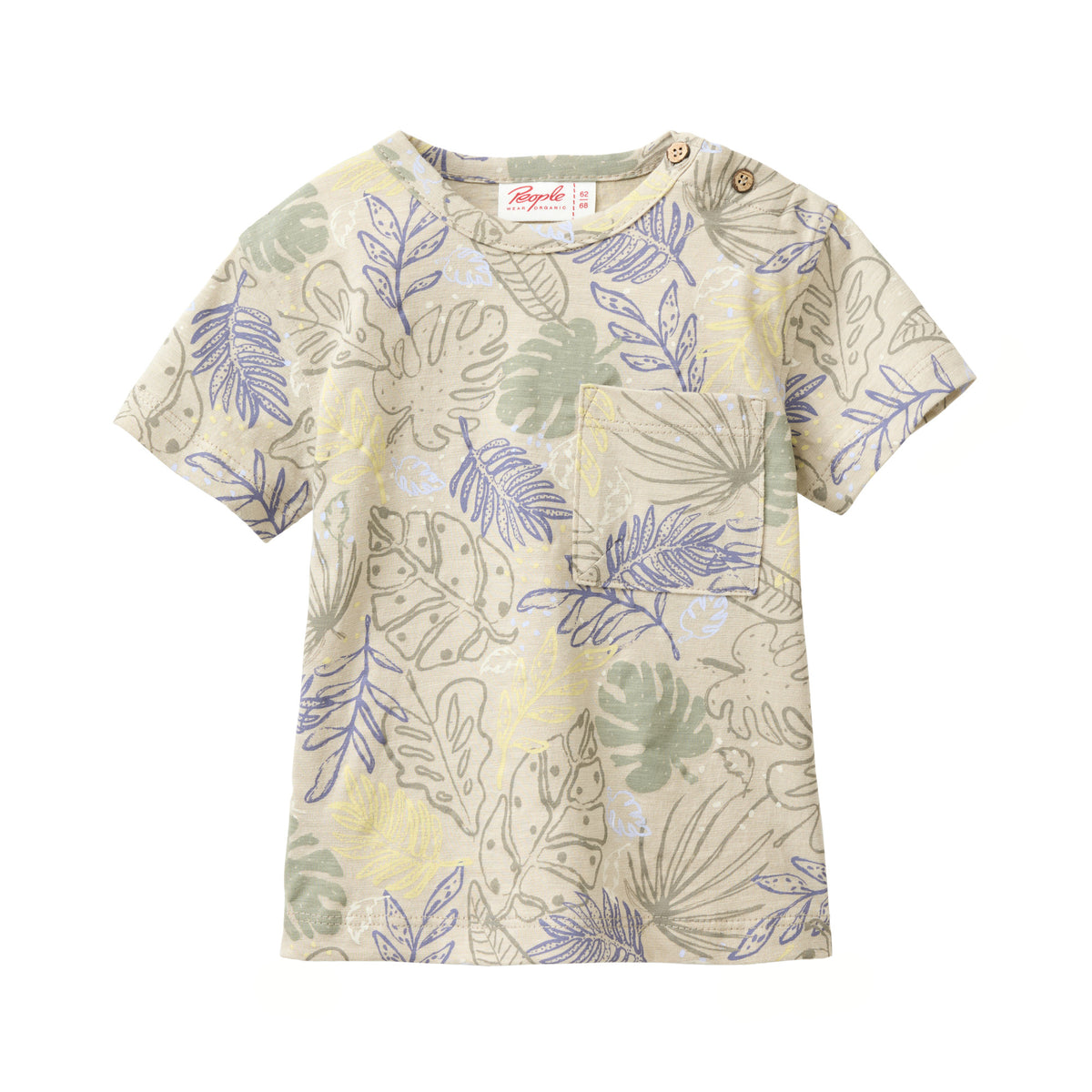 People Wear Organic Kurzarm-Shirt 'Tropische Blätter' GOTS
