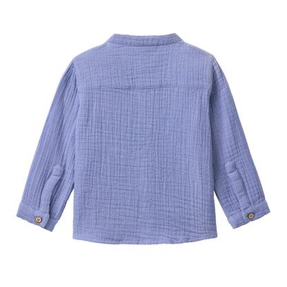 People Wear Organic Musselin-Hemd in atklantikblau GOTS