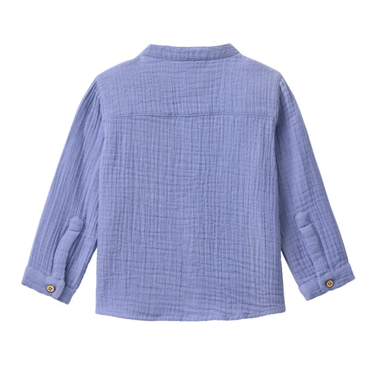 People Wear Organic Musselin-Hemd in atklantikblau GOTS