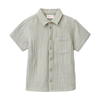 People Wear Organic Musselin-Hemd Kurzarm in salbei GOTS