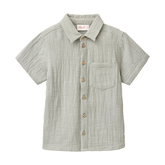 People Wear Organic Musselin-Hemd Kurzarm in salbei GOTS