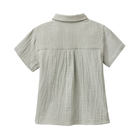 People Wear Organic Musselin-Hemd Kurzarm in salbei GOTS