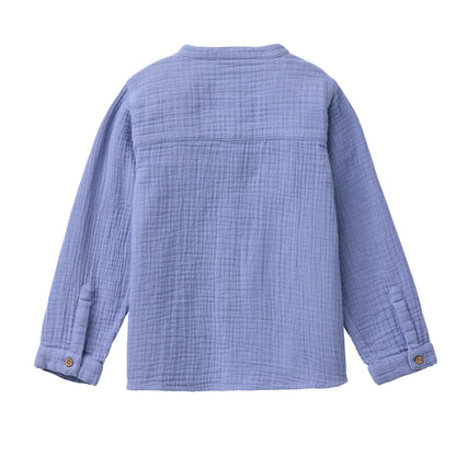 People Wear Organic Musselin-Hemd in atklantikblau GOTS