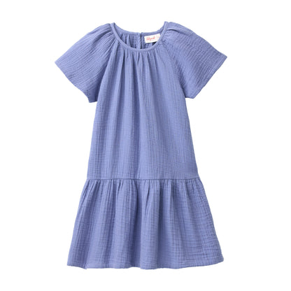 People Wear Organic Musselin-Kleid in atlantikblau GOTS