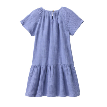 People Wear Organic Musselin-Kleid in atlantikblau GOTS