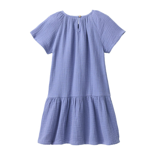 People Wear Organic Musselin-Kleid in atlantikblau GOTS
