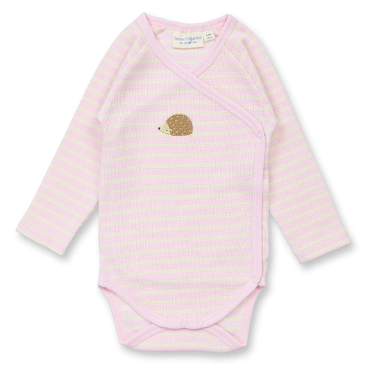 Sense Organics Wickelbody in Hellrosa-Weiß geringelt, Modell YGON, GOTS