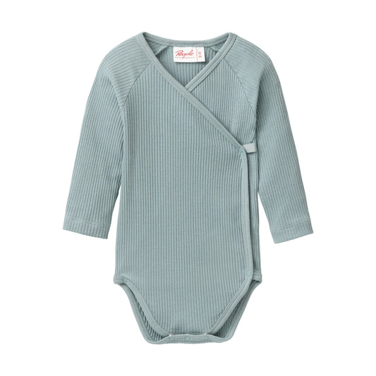 People Wear Organic Langarm-Wickelbody Balsamgrün GOTS