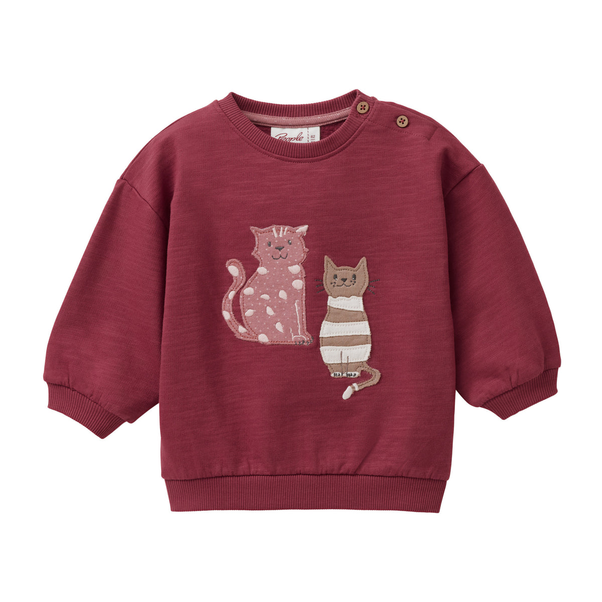 People Wear Organic Sweat-Pullover mit 'Cat Best Friends'-Applikation GOTS